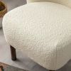 Modern Accent Chair Lambskin Sherpa Wingback Tufted Side Chair with Solid Wood Legs for Living Room Bedroom; Cream