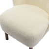 Modern Accent Chair Lambskin Sherpa Wingback Tufted Side Chair with Solid Wood Legs for Living Room Bedroom; Cream