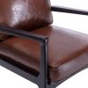 Wood Frame Armchair, Easy Assembly Mid Century Modern Accent Chair Lounge Chair for Living Room, Bedroom, Home Office,Brown PU