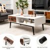 Rectangular Wooden Coffee Table with Drawer and Open Storage Shelf