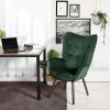 Modern Wingback Accent Armchair Living Room Tufted Velvet Upholstery; DARK GREEN