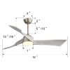 52 Inch Brushed Nickel Ceiling Fan Light With 6 Speed Remote Energy-saving DC Motor