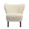 Modern Accent Chair Lambskin Sherpa Wingback Tufted Side Chair with Solid Wood Legs for Living Room Bedroom; Cream