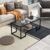 Modern 2-Tier Rectangular Coffee Table with Glass Table Top