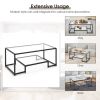 Modern 2-Tier Rectangular Coffee Table with Glass Table Top