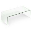 42.5 x 20 x 14 Inch Glass Coffee Table with Rounded Edges for Living Room