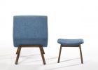 Modrest Whitney Modern Blue & Walnut Accent Chair & Ottoman