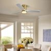 52 Inch Decorative LED Ceiling Fan With Dimmable 6 Speed Remote Silver 3 Solid Wood Blades Reversible DC Motor For Living Room