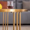 Sintered stone round coffee table with golden stainless steel frame