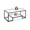 Modern 2-Tier Rectangular Coffee Table with Glass Table Top