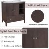 30&quot; Bathroom Vanity Base Only; Solid Wood Frame; Bathroom Storage Cabinet with Doors and Drawers; Brown