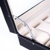 24 Slot Elegant Portable Black Watch Collection Box Case Organizer for Storage Display Holds Watches Jewelry for Men & Women