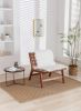 COOLMORE Solid Wood Frame Chair With White Wool Carpet. Modern Accent Chair Lounge Chair for Living Room