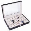 24 Slot Elegant Portable Black Watch Collection Box Case Organizer for Storage Display Holds Watches Jewelry for Men & Women