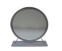 Adao Vanity Mirror &amp; Stool; Faux Fur; Mirror; White &amp; Chrome Finish AC00935