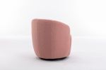 Teddy Fabric Swivel Accent Armchair Barrel Chair With Black Powder Coating Metal Ring; Light Pink