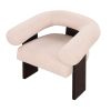 The Curved Wishbone Frame Accent Chair Teddy Velvet for Living Room, Beige