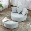 Orisfur. 360&deg; Swivel Accent Barrel Chair with Storage Ottoman &amp; 4 Pillows; Modern Linen Leisure Chair Round Accent for Living Room