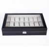 24 Slot Elegant Portable Black Watch Collection Box Case Organizer for Storage Display Holds Watches Jewelry for Men & Women