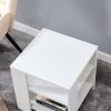 Square side table; simple style design; 3-tier end table; wood living room nightstand; bedroom; easy assembly; 1-pack; white