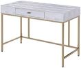 Piety Vanity Desk in Silver PU &amp; Champagne 92425