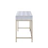 Piety Vanity Desk in Silver PU &amp; Champagne 92425