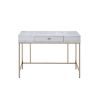 Piety Vanity Desk in Silver PU &amp; Champagne 92425