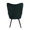 Modern Wingback Accent Armchair Living Room Tufted Velvet Upholstery; DARK GREEN