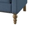 Classic Linen Armchair Accent Chair with Bronze Nailhead Trim Wooden Legs Single Sofa Couch for Living Room; Bedroom; Balcony; Navy Blue