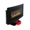 36 Inch Curved Front Electric Fireplace; Freestanding or Wall Mounted Electric Fireplace with Adjustable Flame Color & Remote Control