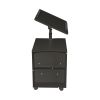 Height Adjustable Overbed End Table Wooden Nightstand with Swivel Top, Drawers, Wheels and Open Shelf, Black