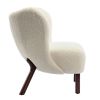 Modern Accent Chair Lambskin Sherpa Wingback Tufted Side Chair with Solid Wood Legs for Living Room Bedroom; Cream