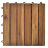 10 pcs Acacia Decking Tiles 11.8"x11.8" Vertical Pattern