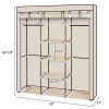 69" Portable Clothes Closet Non-Woven Fabric Wardrobe Double Rod Storage Organizer Beige