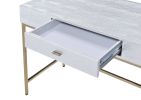 Piety Vanity Desk in Silver PU &amp; Champagne 92425