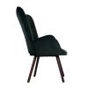 Modern Wingback Accent Armchair Living Room Tufted Velvet Upholstery; DARK GREEN