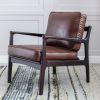 Wood Frame Armchair, Easy Assembly Mid Century Modern Accent Chair Lounge Chair for Living Room, Bedroom, Home Office,Brown PU