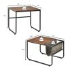 Set of 2 Nesting Coffee Tables with Side Pocket for Living Room Bedroom