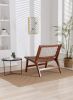 COOLMORE Solid Wood Frame Chair With White Wool Carpet. Modern Accent Chair Lounge Chair for Living Room