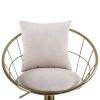 Off-White velvet bar chair; pure gold plated; unique design; 360 degree rotation; adjustable height; Suitable for dinning room and bar; set of 2