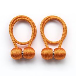 2Pcs Magnetic Curtain Ball Rods Accessoires Backs Holdbacks Buckle Clips Hook Holder Home Decor Tiebacks Tie Rope Accessory (Color: Orange)