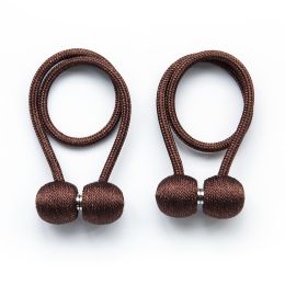 2Pcs Magnetic Curtain Ball Rods Accessoires Backs Holdbacks Buckle Clips Hook Holder Home Decor Tiebacks Tie Rope Accessory (Color: coffee)