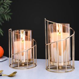 Nordic Romantic Candlestick Ornament Flower Decoration Living Room Table European Luxury High-grade Iron Art Candle Decoration Vase (size: big)