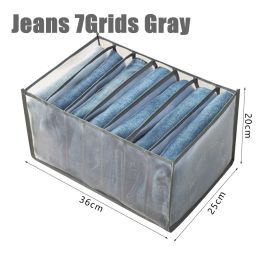 Jeans Organization Storage Box Closet Organizer Clothing Organization System Drawer Organizers Cabinet Pants Storage Organizer (Color: Jeans 7Grids Gray)