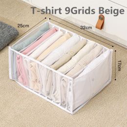 Jeans Organization Storage Box Closet Organizer Clothing Organization System Drawer Organizers Cabinet Pants Storage Organizer (Color: T-shirt 9Grids Beige)