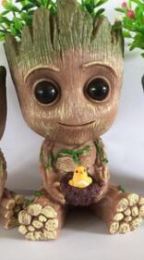 Galaxy Guard Flower Pot Tree Man Grute Baby Tree Man PVC Handmade Ornament (colour: Big Embracing Bird)