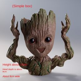 Galaxy Guard Flower Pot Tree Man Grute Baby Tree Man PVC Handmade Ornament (colour: Generation 4 Hands Up Simple Box)