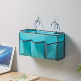 1pc Dormitory Bedside Storage Hanging Bag; Bedroom Upper Bunk Bedside Fabric Storage Bag; Over The Door Hanging Storage Organizer (Color: Blue)