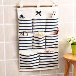 1pcs 6/8 Pockets Cotton Linen Fabric Storage Organizer; Wall-mounted Storage Bag; Dormitory Multi-purpose Sorting Storage Hanging Bag (Model: 8 Bags)