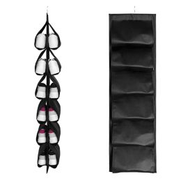 1pc Multi-layer Shoe Hanging Storage Bag; Shoes Organizer; Shoe Wall Hanging Organizer (Color: Black)